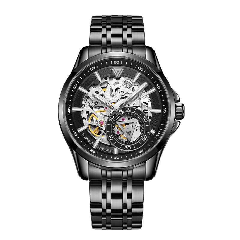 Automatic Mechanical Wristwatch for Men | Stainless Steel, Leather Strap, 30M Waterproof