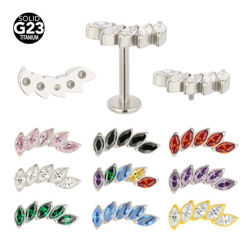 Titanium Alloy Zircon Piercing Jewelry | Elegant Hypoallergenic Ear Piercing Accessories