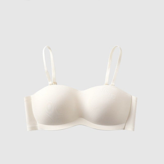 Strapless Seamless Bra with Side Support | Wireless Push-Up Tube Bra