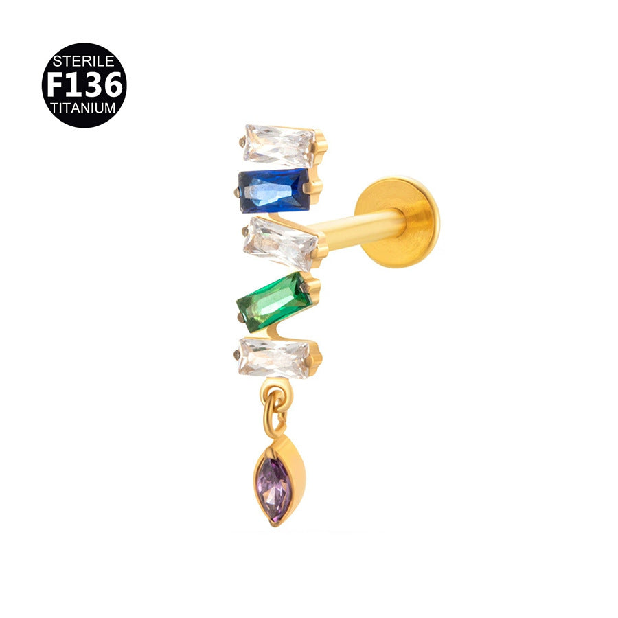 Titanium Alloy Zircon Piercing Jewelry | Elegant Hypoallergenic Ear Piercing Accessories