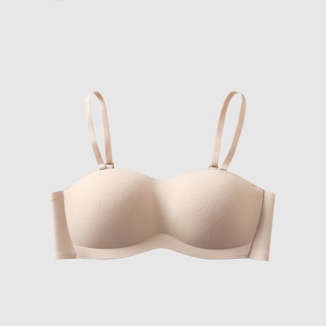 Strapless Seamless Bra with Side Support | Wireless Push-Up Tube Bra