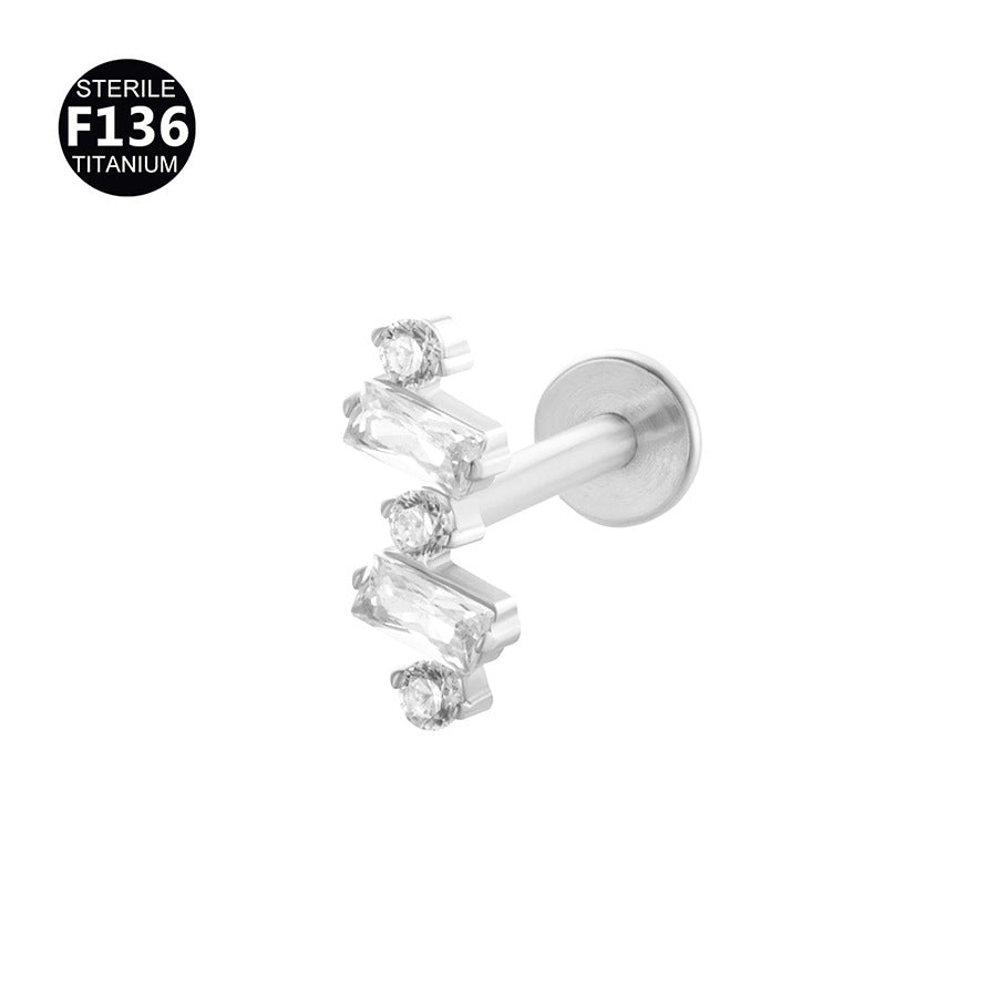 Titanium Alloy Zircon Piercing Jewelry | Elegant Hypoallergenic Ear Piercing Accessories