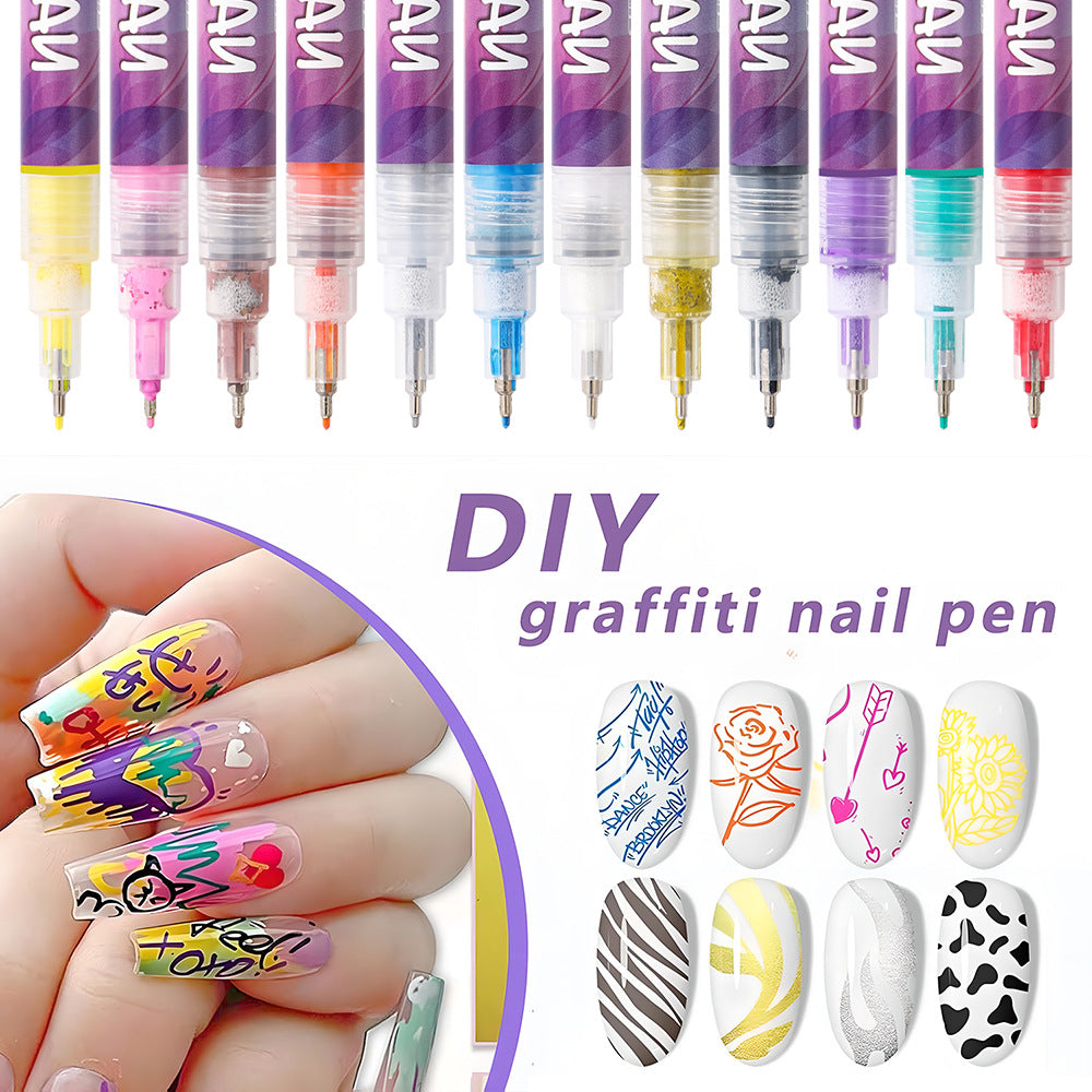 Nail Art Graffiti Pen | DIY Nail Design Tool for Creative Manicures