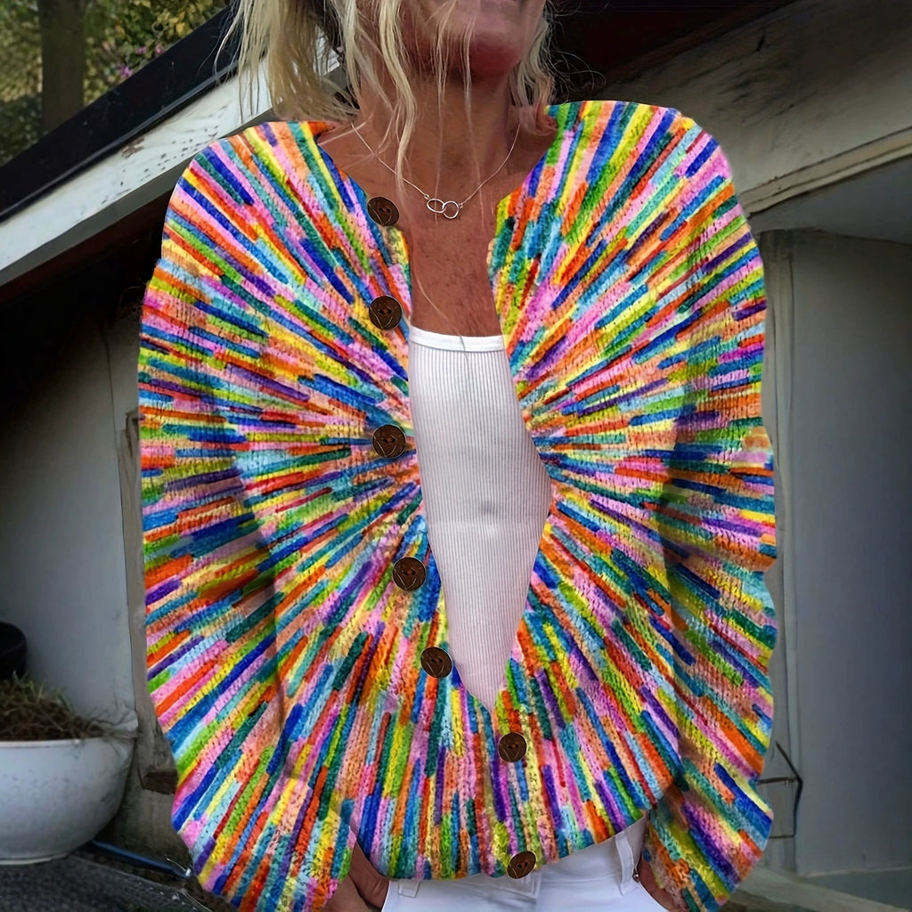 Women's Oversized Knitted Cardigan | Relaxed Fit Long Sleeve Sweater Jacket