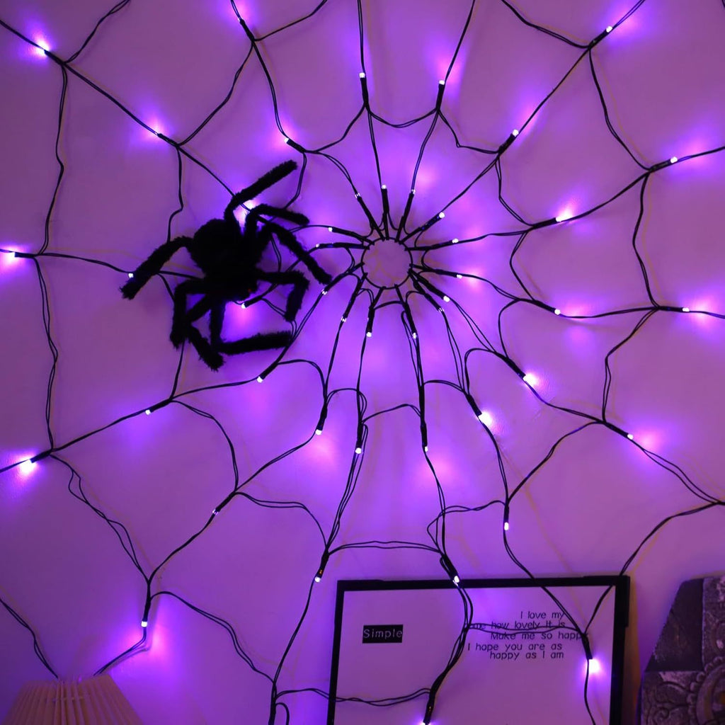 Halloween Spider Web LED Light with Remote Control | Spooky Party Decoration