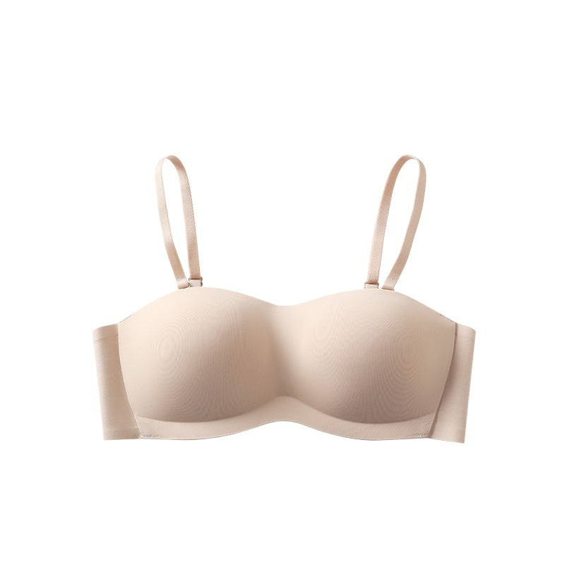 Strapless Seamless Bra with Side Support | Wireless Push-Up Tube Bra