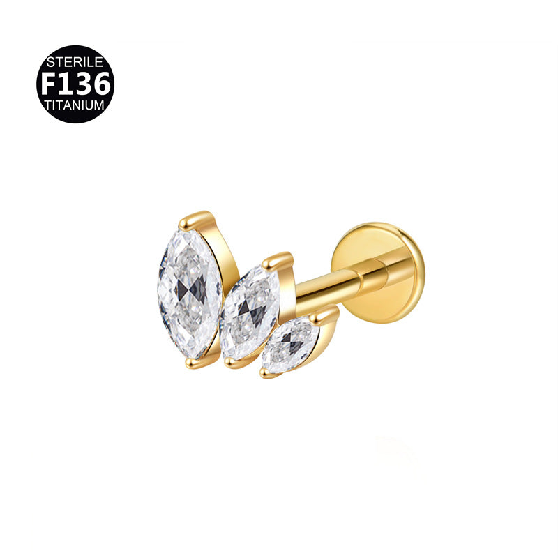 Titanium Alloy Zircon Piercing Jewelry | Elegant Hypoallergenic Ear Piercing Accessories