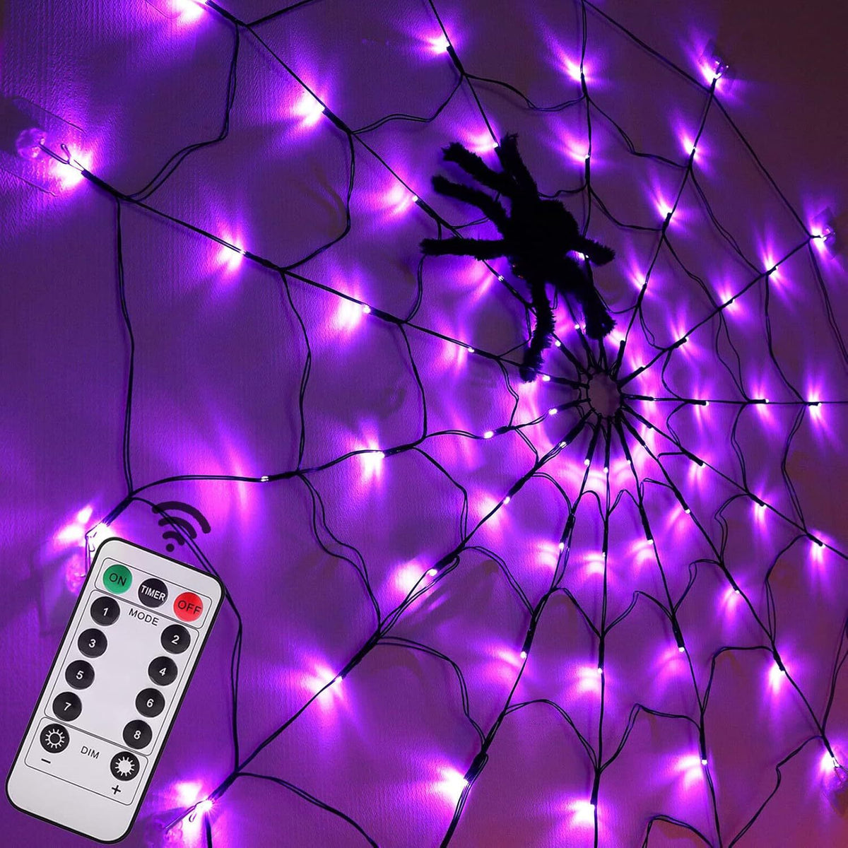 Halloween Spider Web LED Light with Remote Control | Spooky Party Decoration