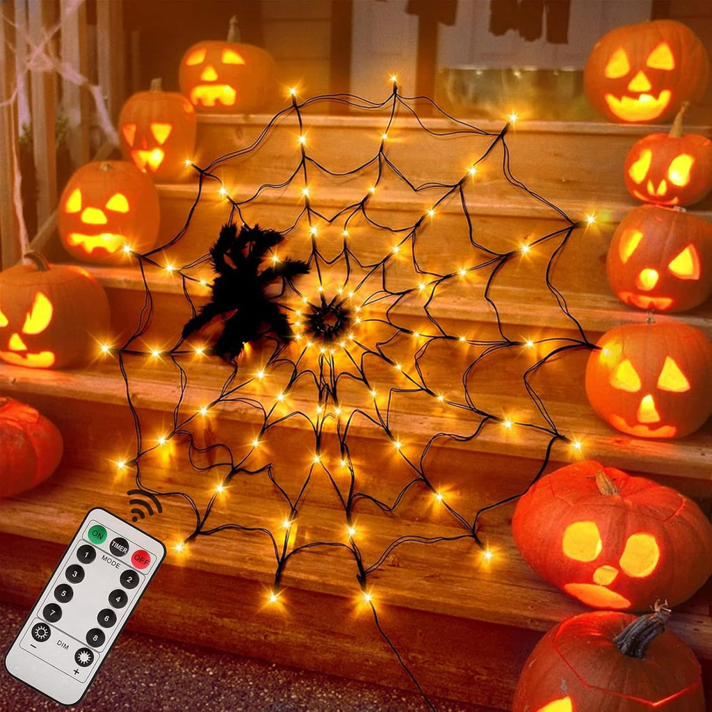 Halloween Spider Web LED Light with Remote Control | Spooky Party Decoration
