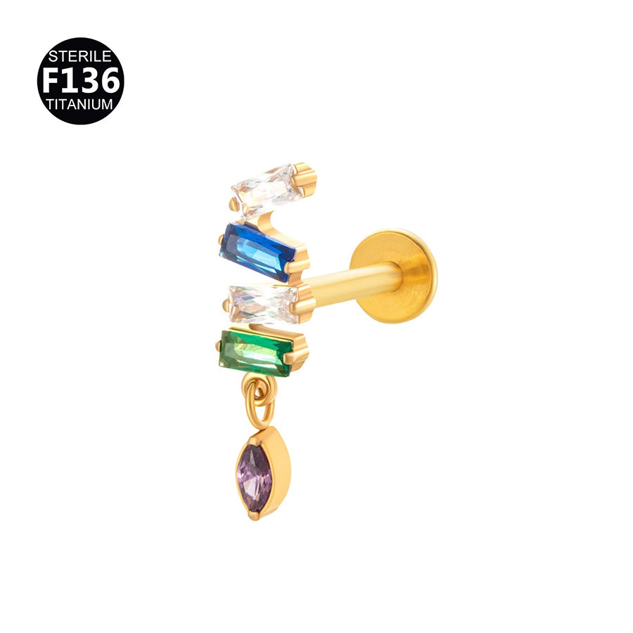 Titanium Alloy Zircon Piercing Jewelry | Elegant Hypoallergenic Ear Piercing Accessories