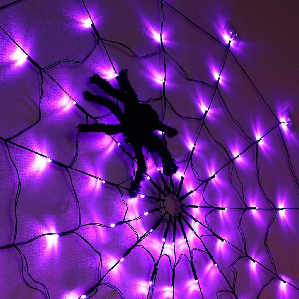 Halloween Spider Web LED Light with Remote Control | Spooky Party Decoration