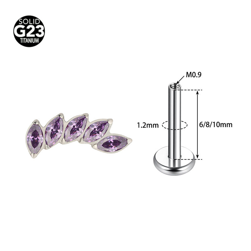 Titanium Alloy Zircon Piercing Jewelry | Elegant Hypoallergenic Ear Piercing Accessories