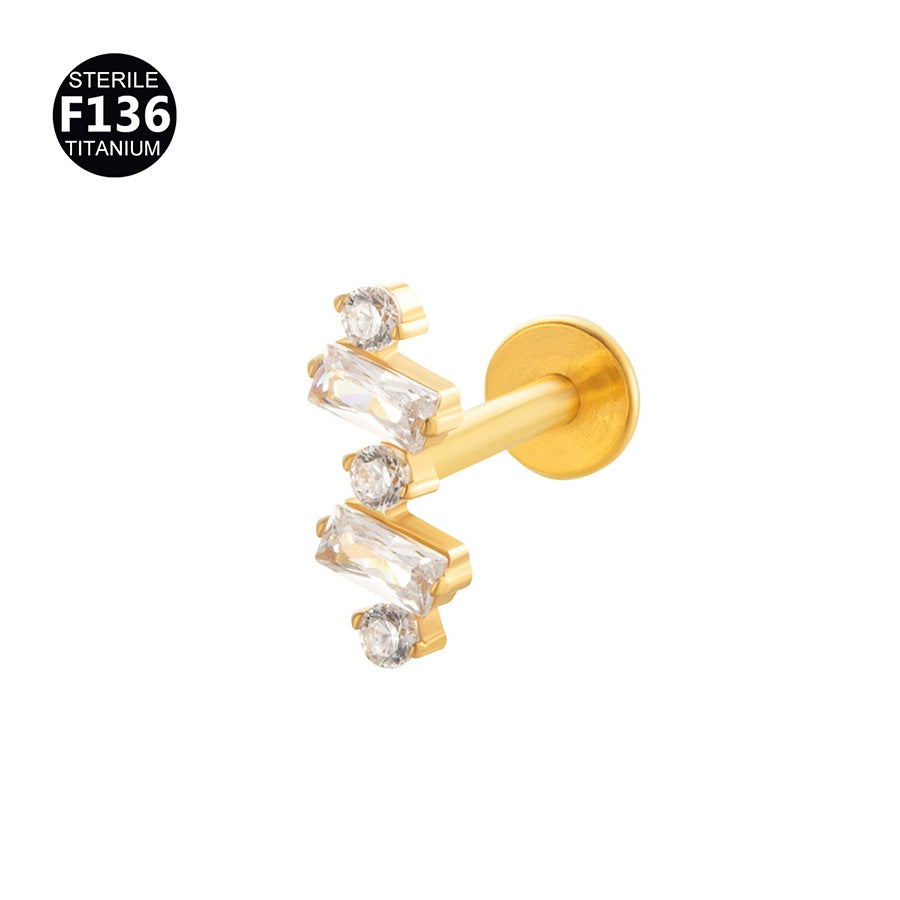 Titanium Alloy Zircon Piercing Jewelry | Elegant Hypoallergenic Ear Piercing Accessories
