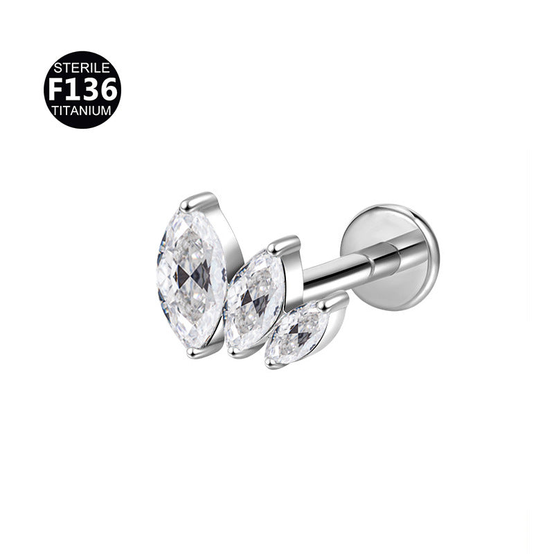 Titanium Alloy Zircon Piercing Jewelry | Elegant Hypoallergenic Ear Piercing Accessories