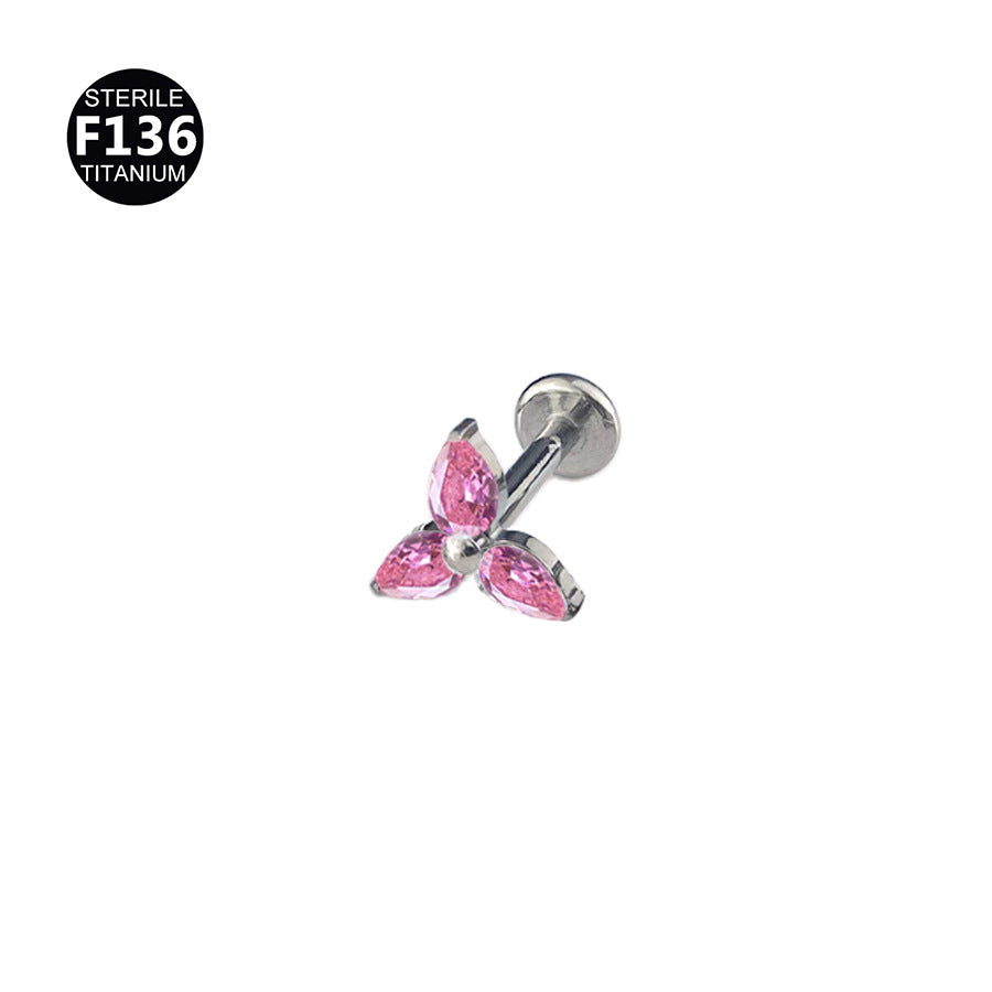 Titanium Alloy Zircon Piercing Jewelry | Elegant Hypoallergenic Ear Piercing Accessories
