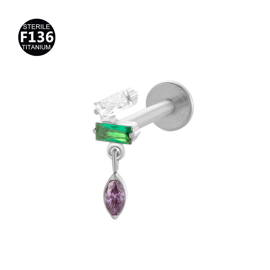 Titanium Alloy Zircon Piercing Jewelry | Elegant Hypoallergenic Ear Piercing Accessories