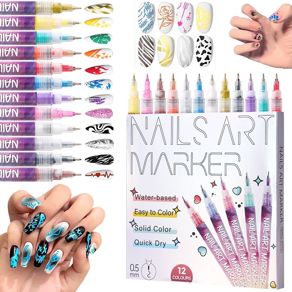 Nail Art Graffiti Pen | DIY Nail Design Tool for Creative Manicures