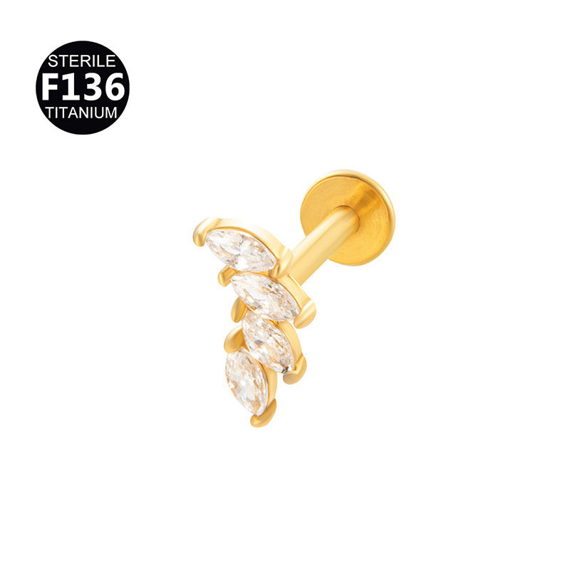 Titanium Alloy Zircon Piercing Jewelry | Elegant Hypoallergenic Ear Piercing Accessories