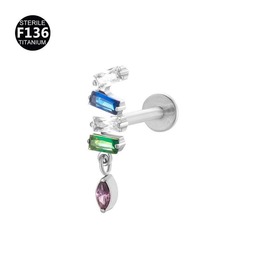 Titanium Alloy Zircon Piercing Jewelry | Elegant Hypoallergenic Ear Piercing Accessories
