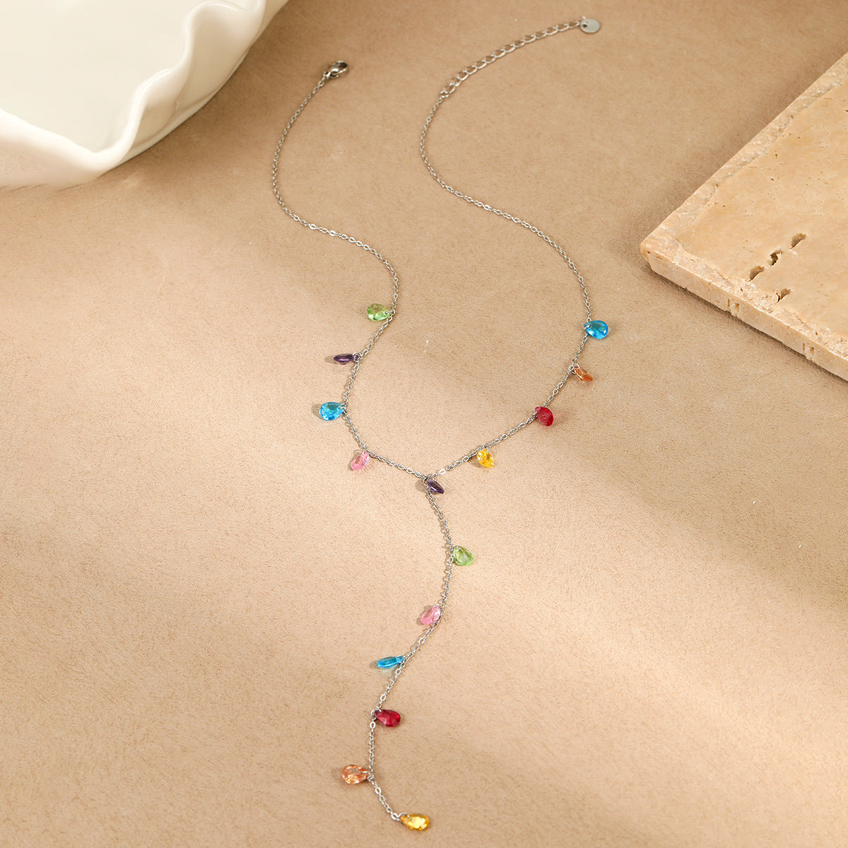 Y-Shaped Tassel Stainless Steel Necklace ? Gold Plated Statement Jewelry