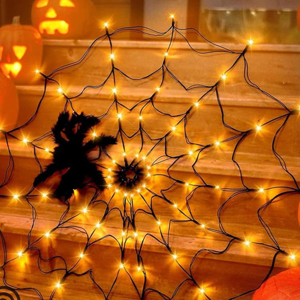 Halloween Spider Web LED Light with Remote Control | Spooky Party Decoration
