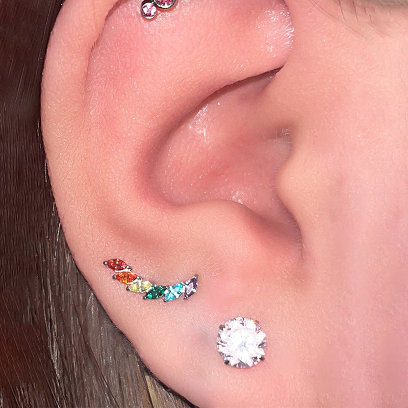 Titanium Alloy Zircon Piercing Jewelry | Elegant Hypoallergenic Ear Piercing Accessories