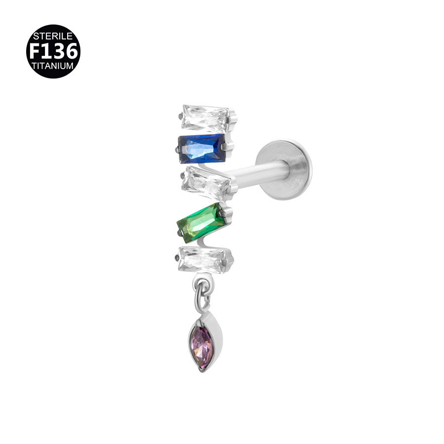 Titanium Alloy Zircon Piercing Jewelry | Elegant Hypoallergenic Ear Piercing Accessories