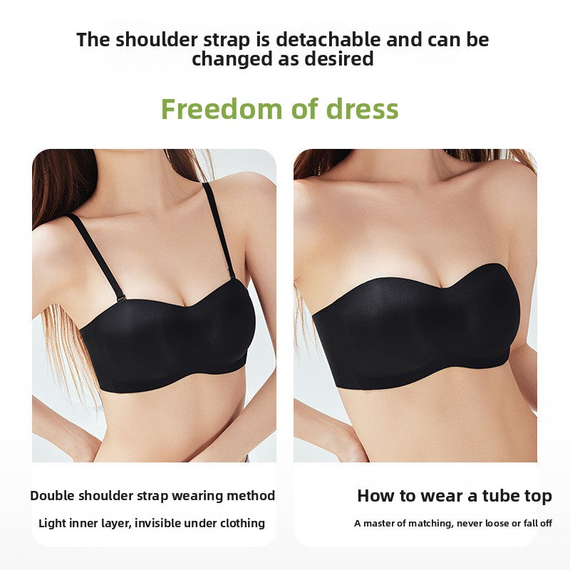 Strapless Seamless Bra with Side Support | Wireless Push-Up Tube Bra