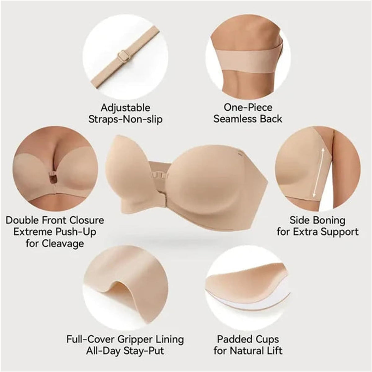 Convertible Strapless Push-Up Bra | Seamless Multiway Support for Women