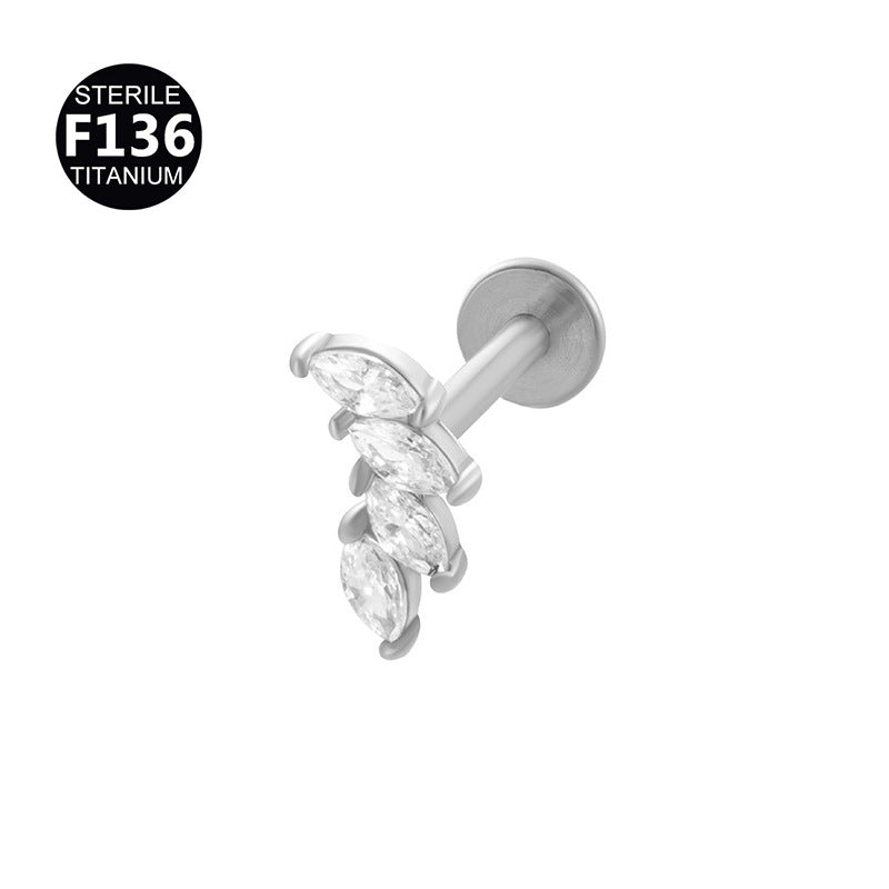 Titanium Alloy Zircon Piercing Jewelry | Elegant Hypoallergenic Ear Piercing Accessories