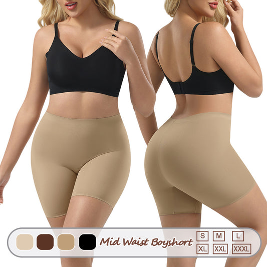 Women's Seamless Mid-Waist Tummy Control Shapewear Shorts