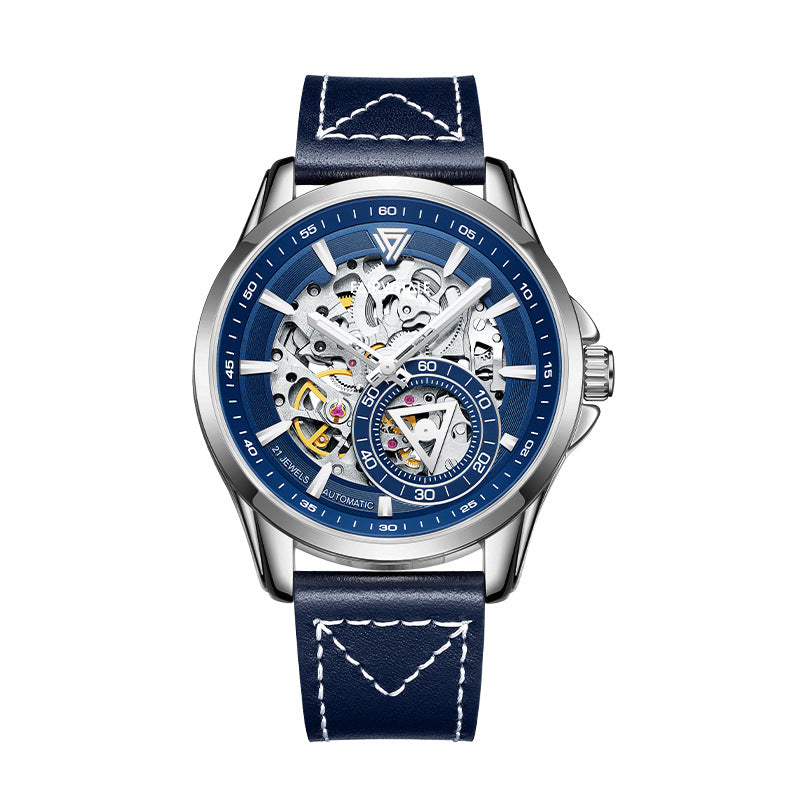 Automatic Mechanical Wristwatch for Men | Stainless Steel, Leather Strap, 30M Waterproof