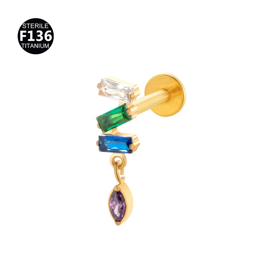 Titanium Alloy Zircon Piercing Jewelry | Elegant Hypoallergenic Ear Piercing Accessories