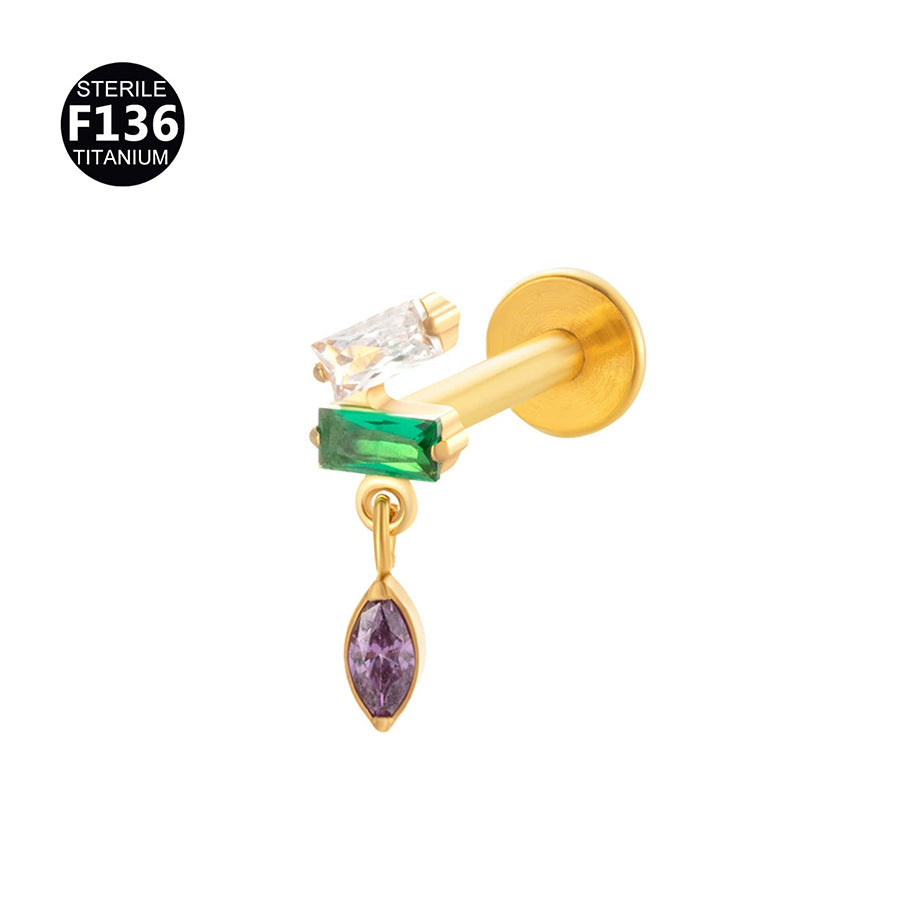 Titanium Alloy Zircon Piercing Jewelry | Elegant Hypoallergenic Ear Piercing Accessories