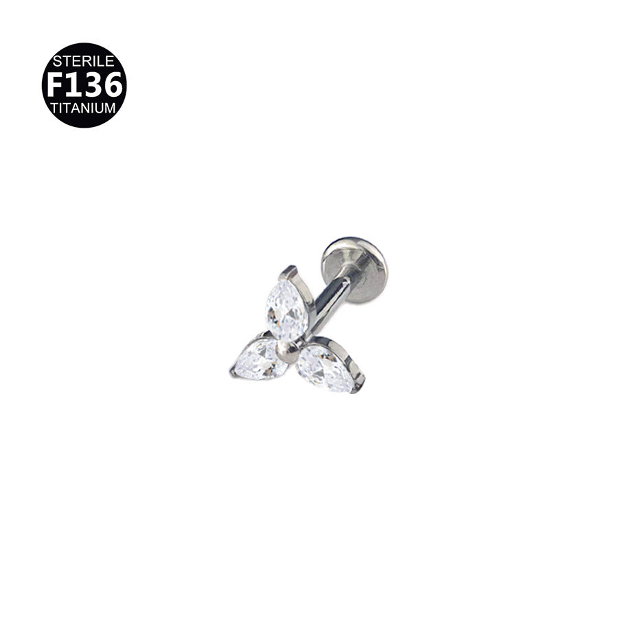 Titanium Alloy Zircon Piercing Jewelry | Elegant Hypoallergenic Ear Piercing Accessories