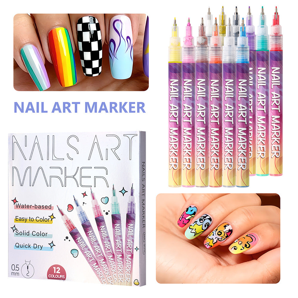 Nail Art Graffiti Pen | DIY Nail Design Tool for Creative Manicures
