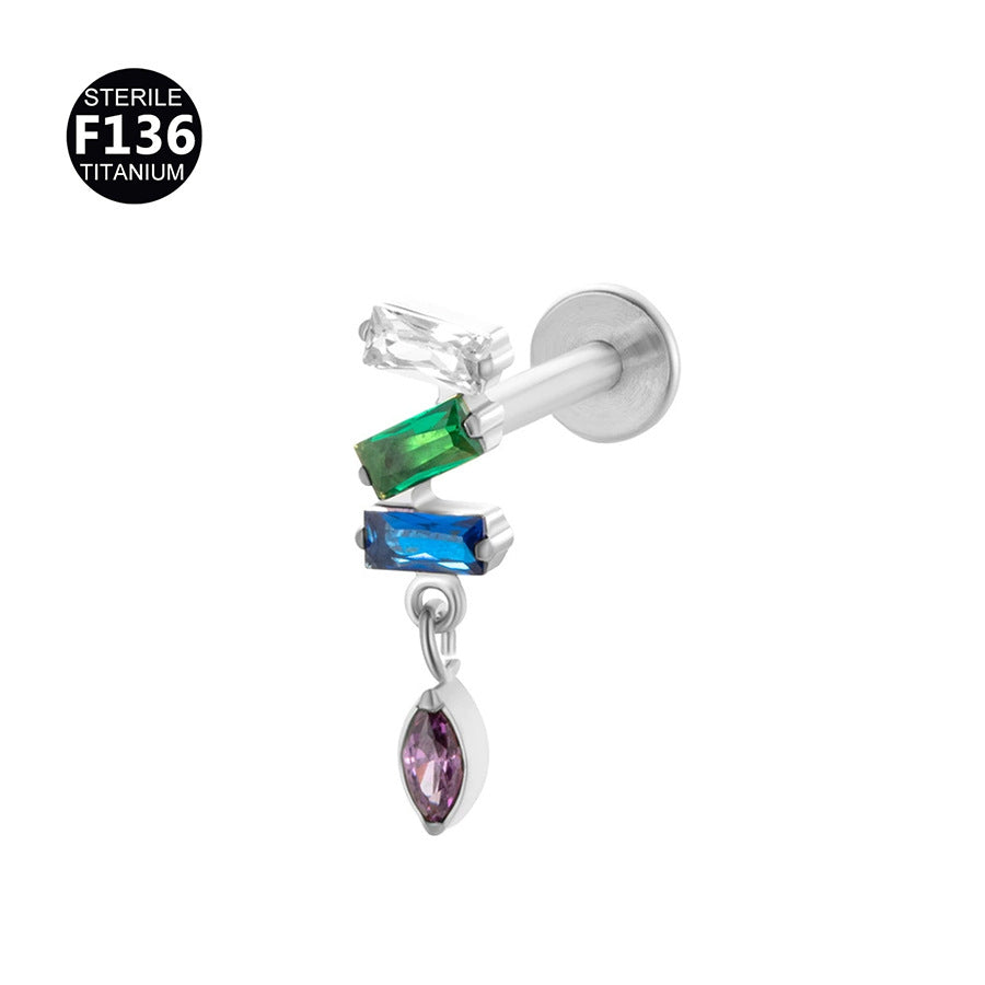 Titanium Alloy Zircon Piercing Jewelry | Elegant Hypoallergenic Ear Piercing Accessories