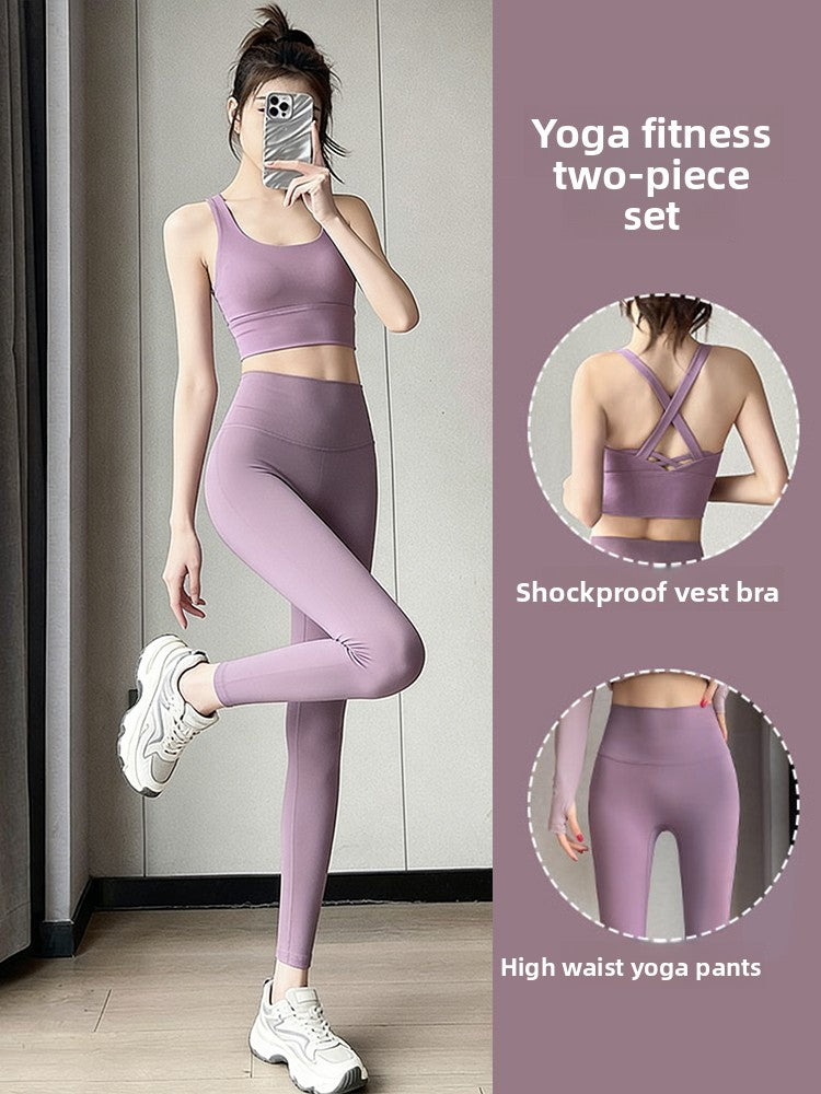 High Waisted Yoga Set for Women | Support Sports Bra & Leggings Workout Outfit