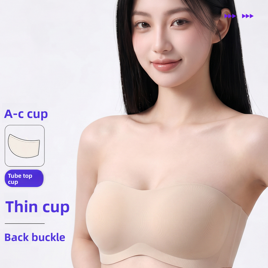 Strapless Seamless Bra with Side Support | Wireless Push-Up Tube Bra