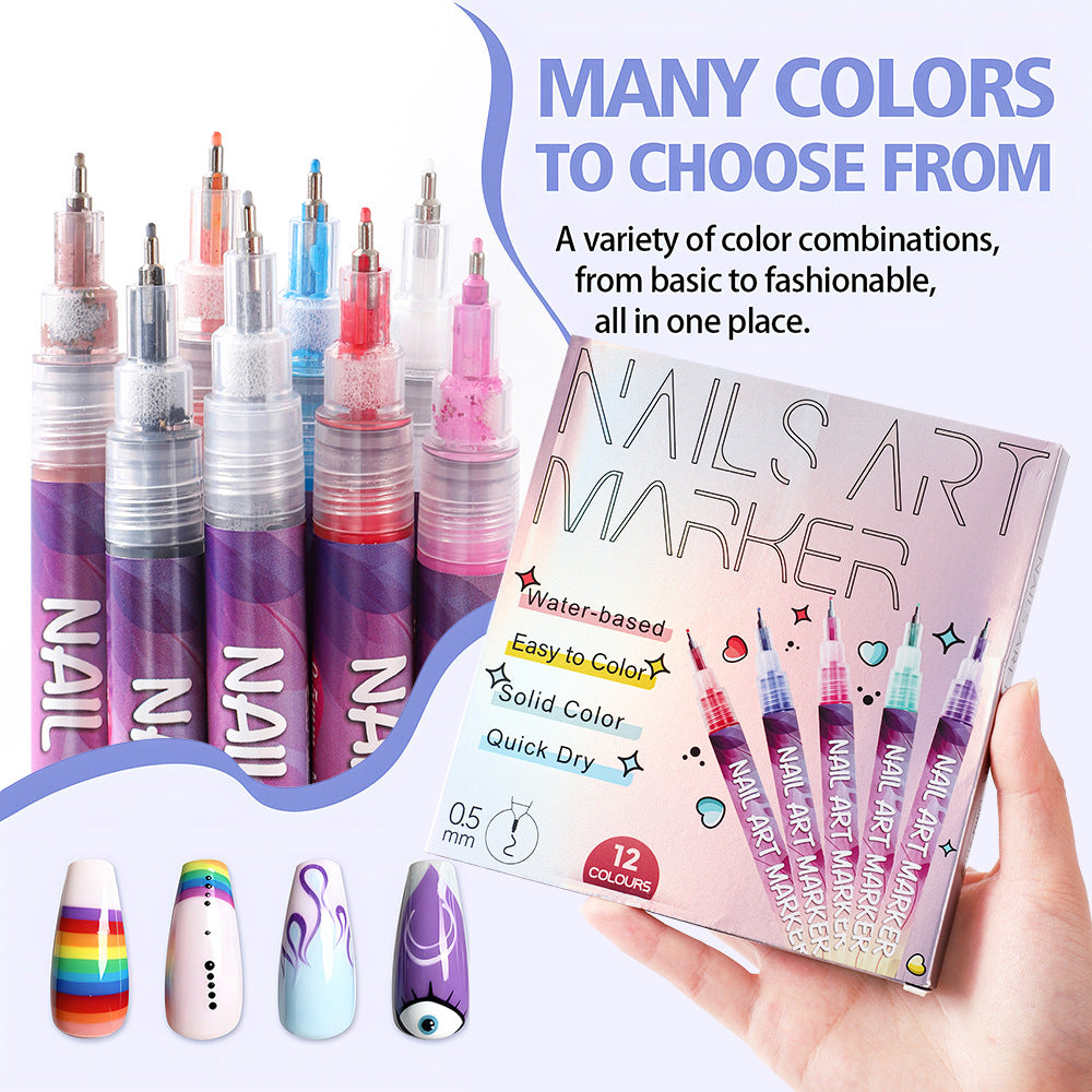 Nail Art Graffiti Pen | DIY Nail Design Tool for Creative Manicures
